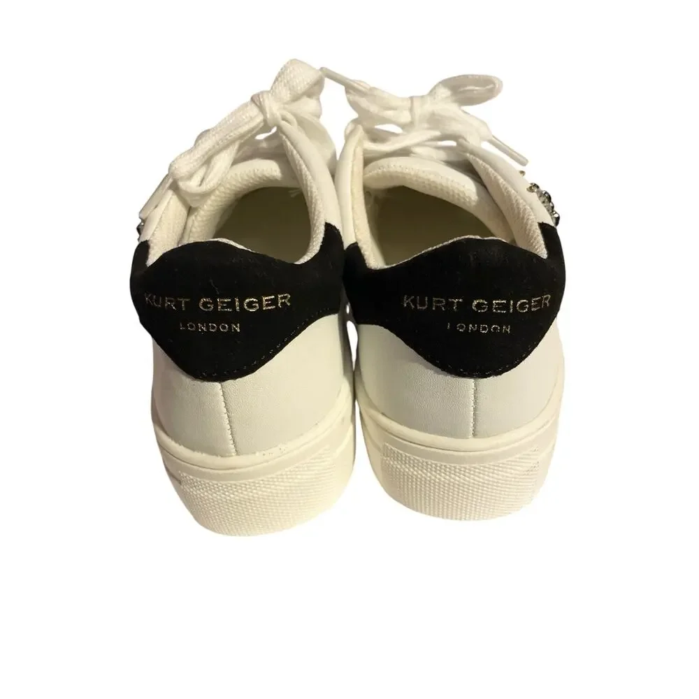 Kurt Geiger London Mini Laney Eye Sneakers Girls Size 3 White Lace Up Shoes